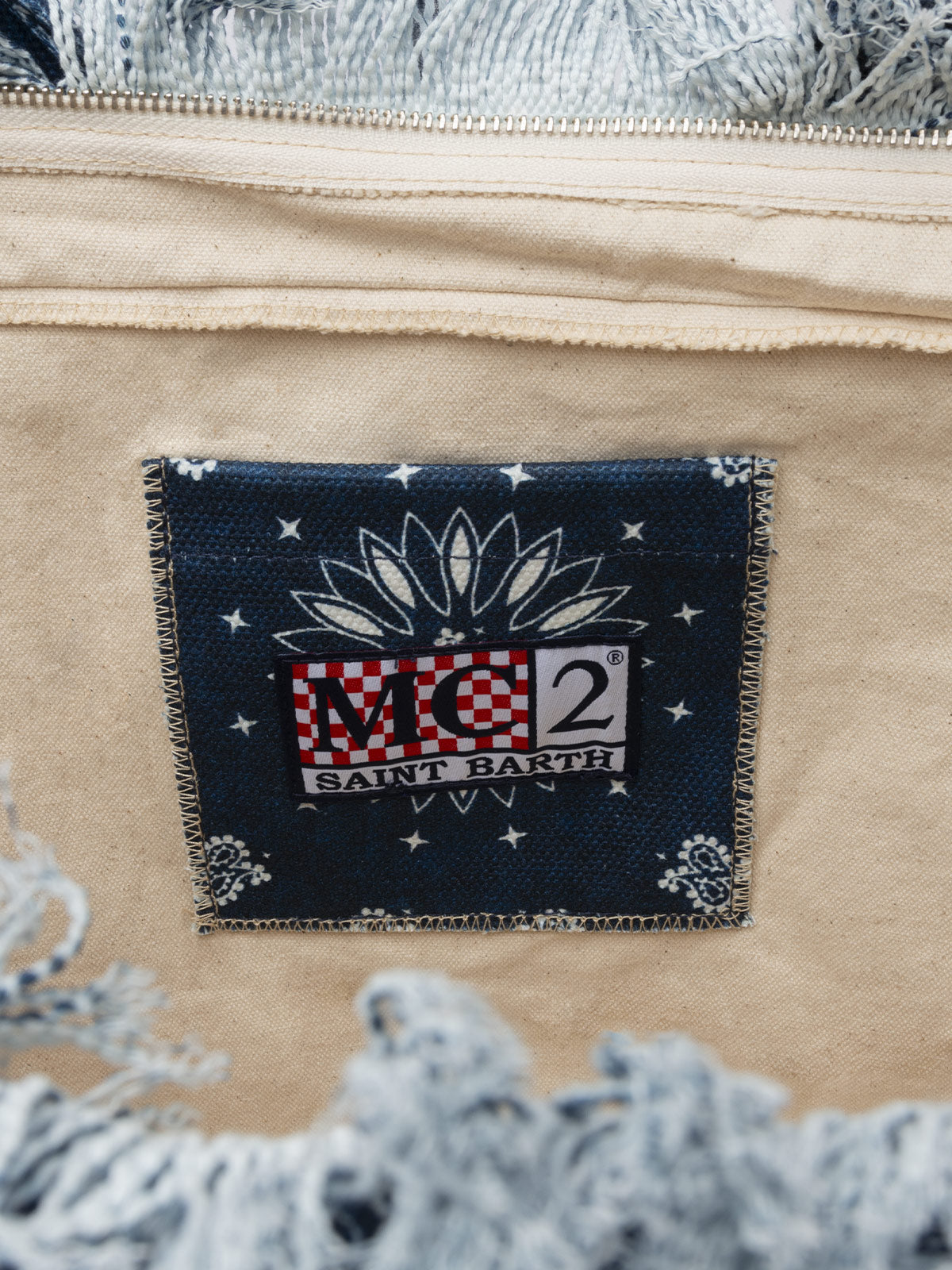 Borsa tote Vanity in tela di cotone denim con bandana