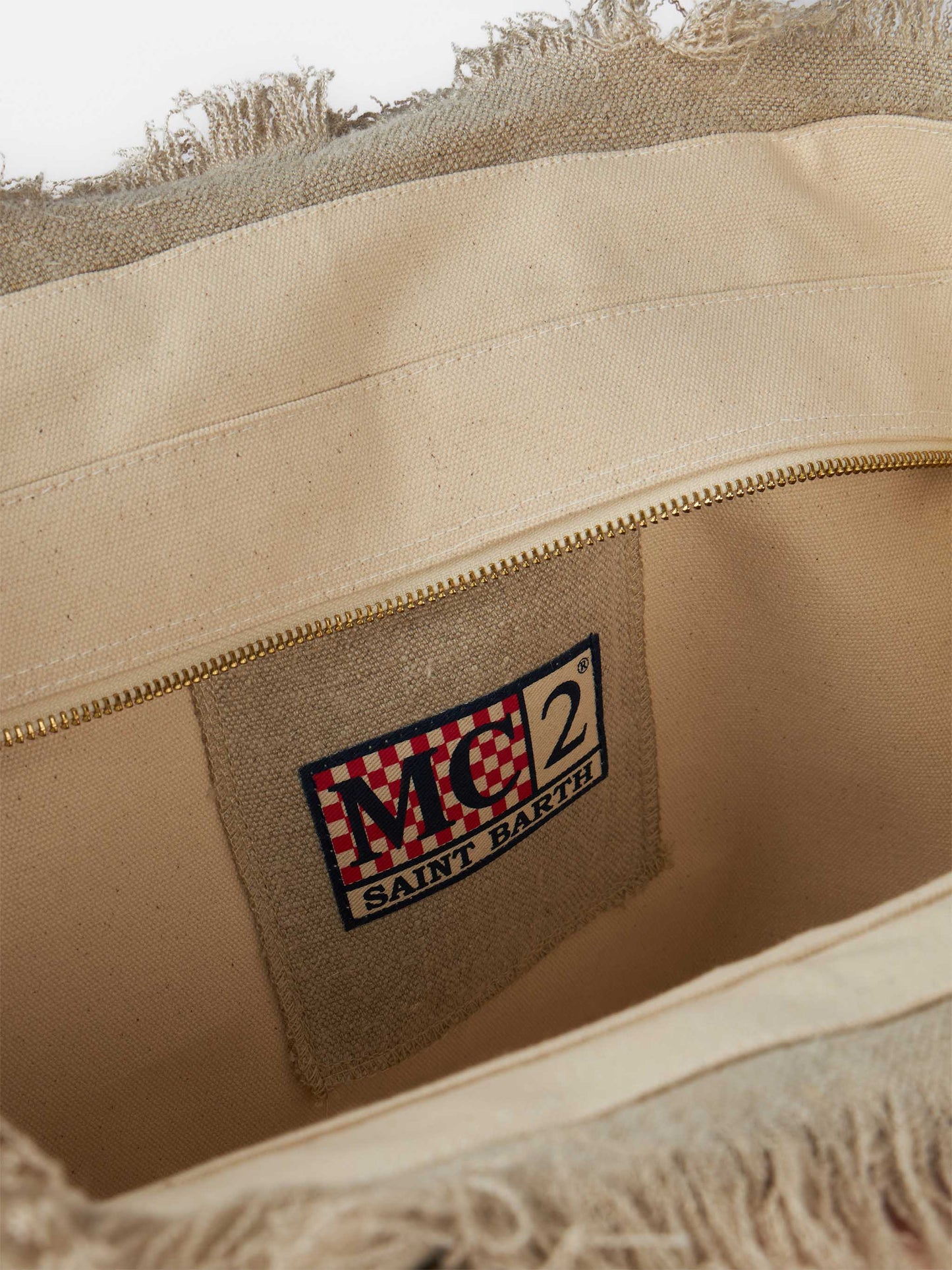 Beige solid color linen Vanity regular bag