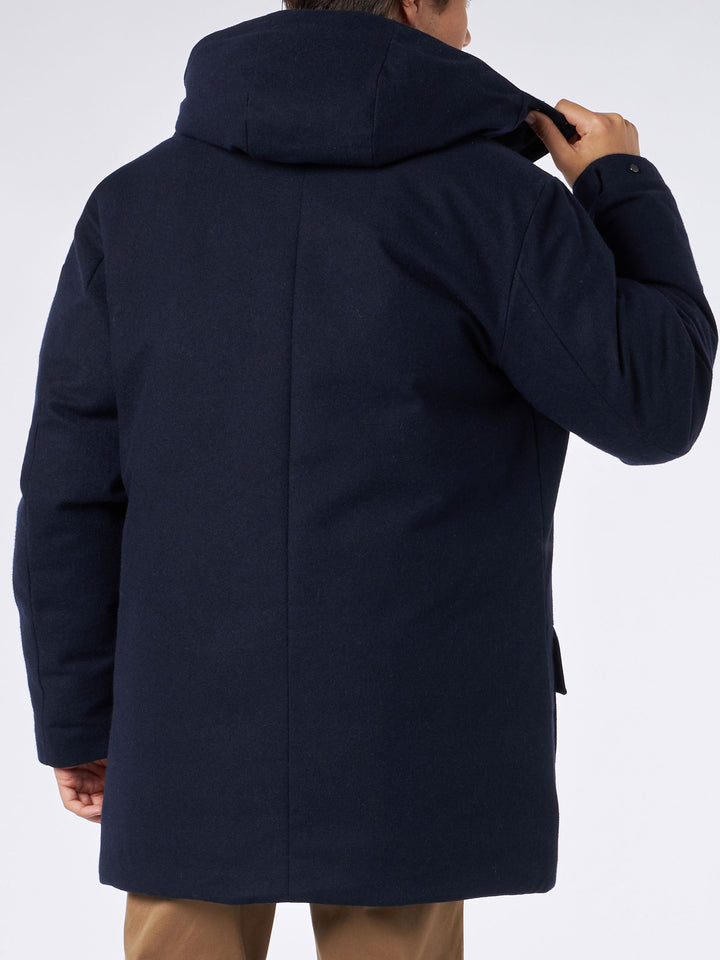 Man navy blue hooded parka jacket Voyager - MC2 Saint Barth