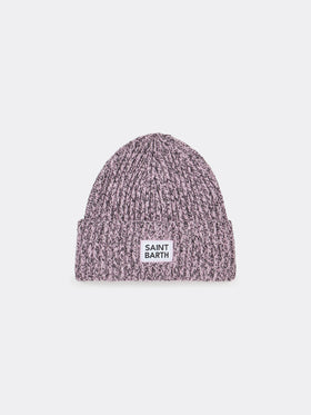 Woman white and pink mouliné beanie with Saint Barth embroidery - MC2 Saint Barth