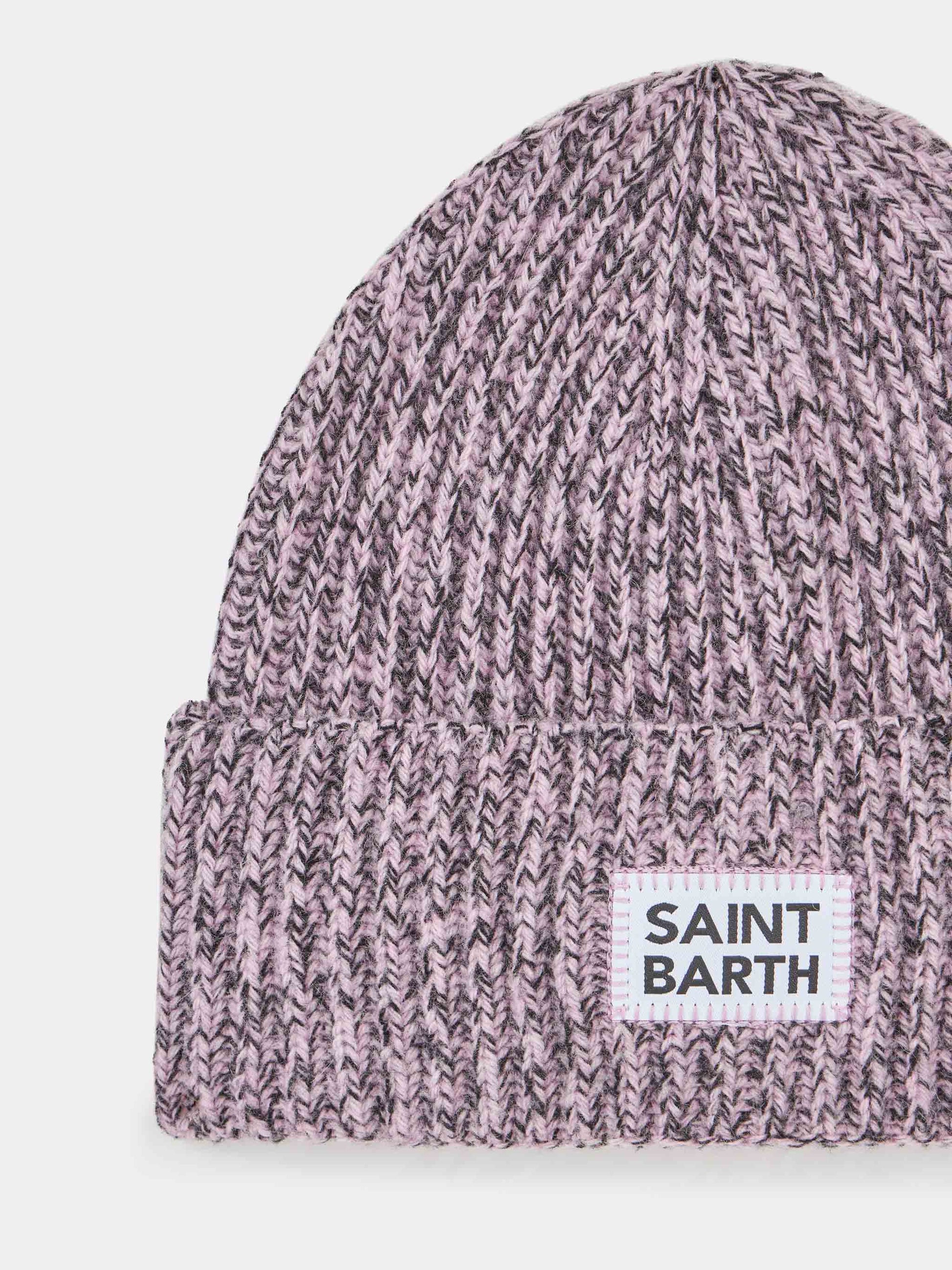Woman white and pink mouliné beanie with Saint Barth embroidery - MC2 Saint Barth