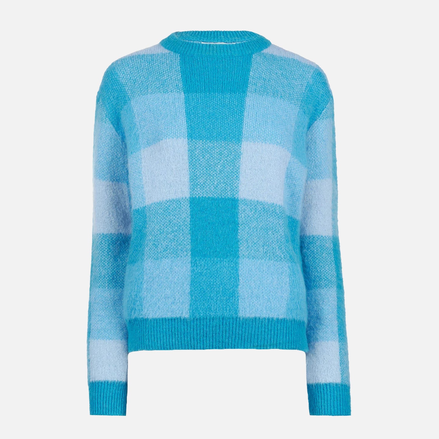 Woman brushed sweater with check pattern