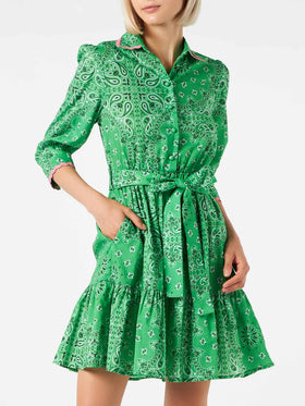 Bandanna print cotton short dress Daisi with embroideries - MC2 Saint Barth