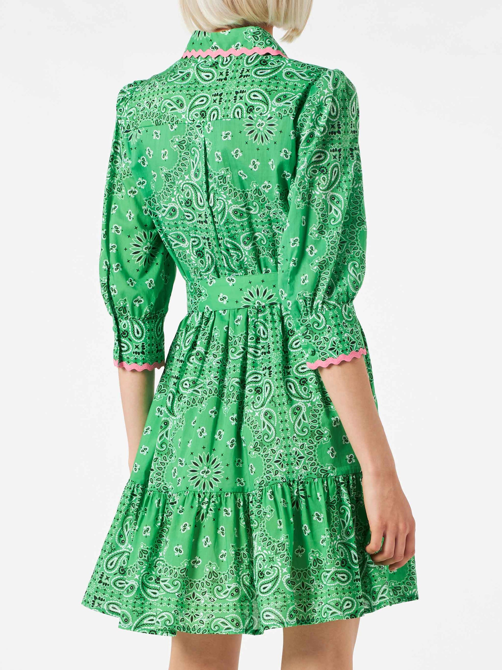 Bandanna print cotton short dress Daisi with embroideries - MC2 Saint Barth