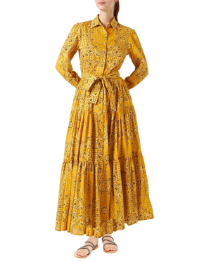 Woman ochre bandanna long dress Jensen - MC2 Saint Barth