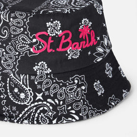 Cotton bucket hat with front embroidery and bandanna pattern - MC2 Saint Barth