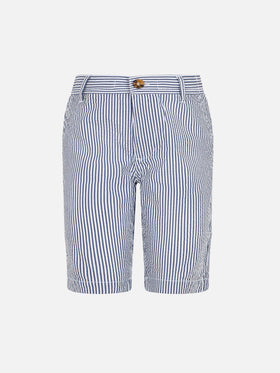 Boy seersucker bermuda shorts Ischia Jr - MC2 Saint Barth