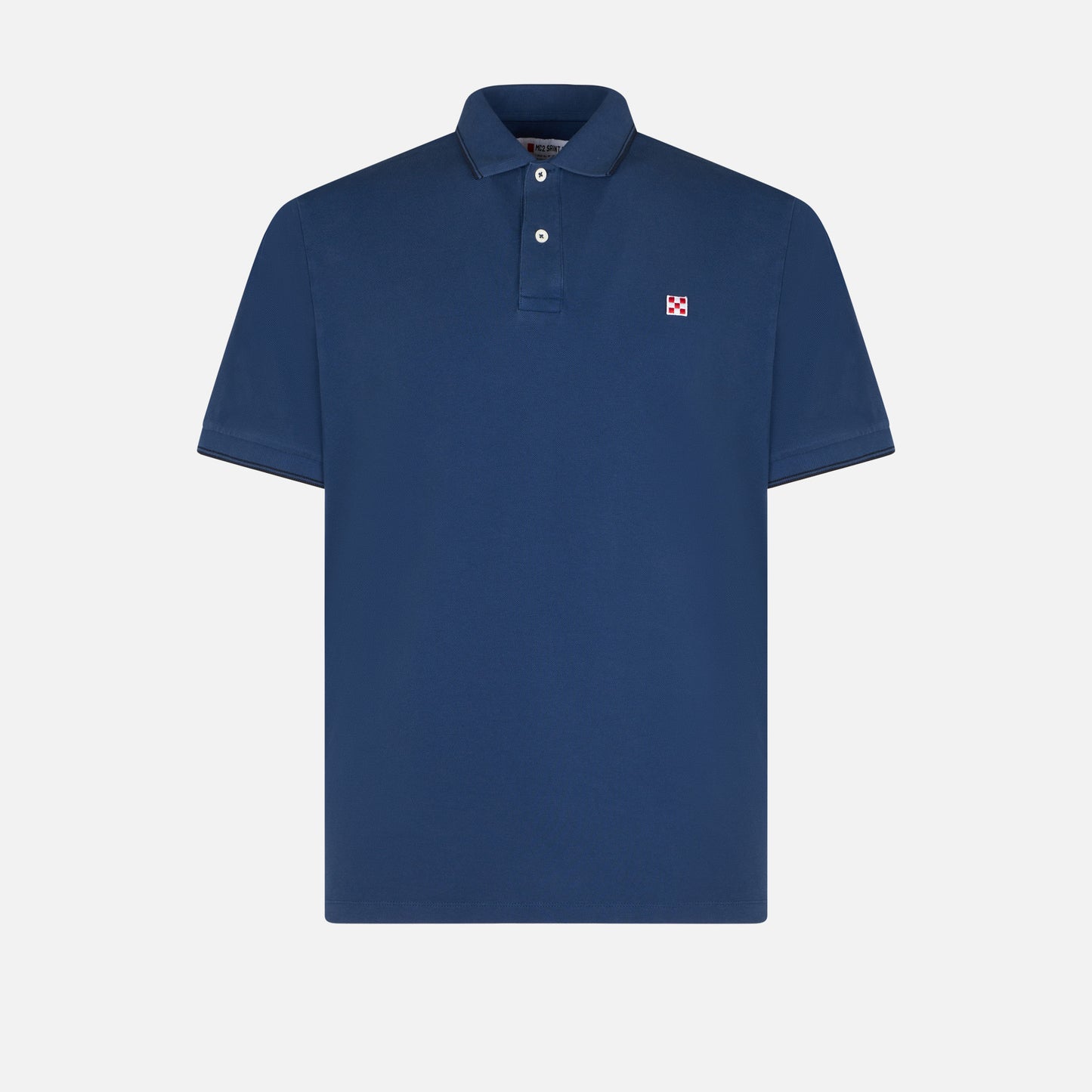 Blue denim piquet polo with St. Barth logo