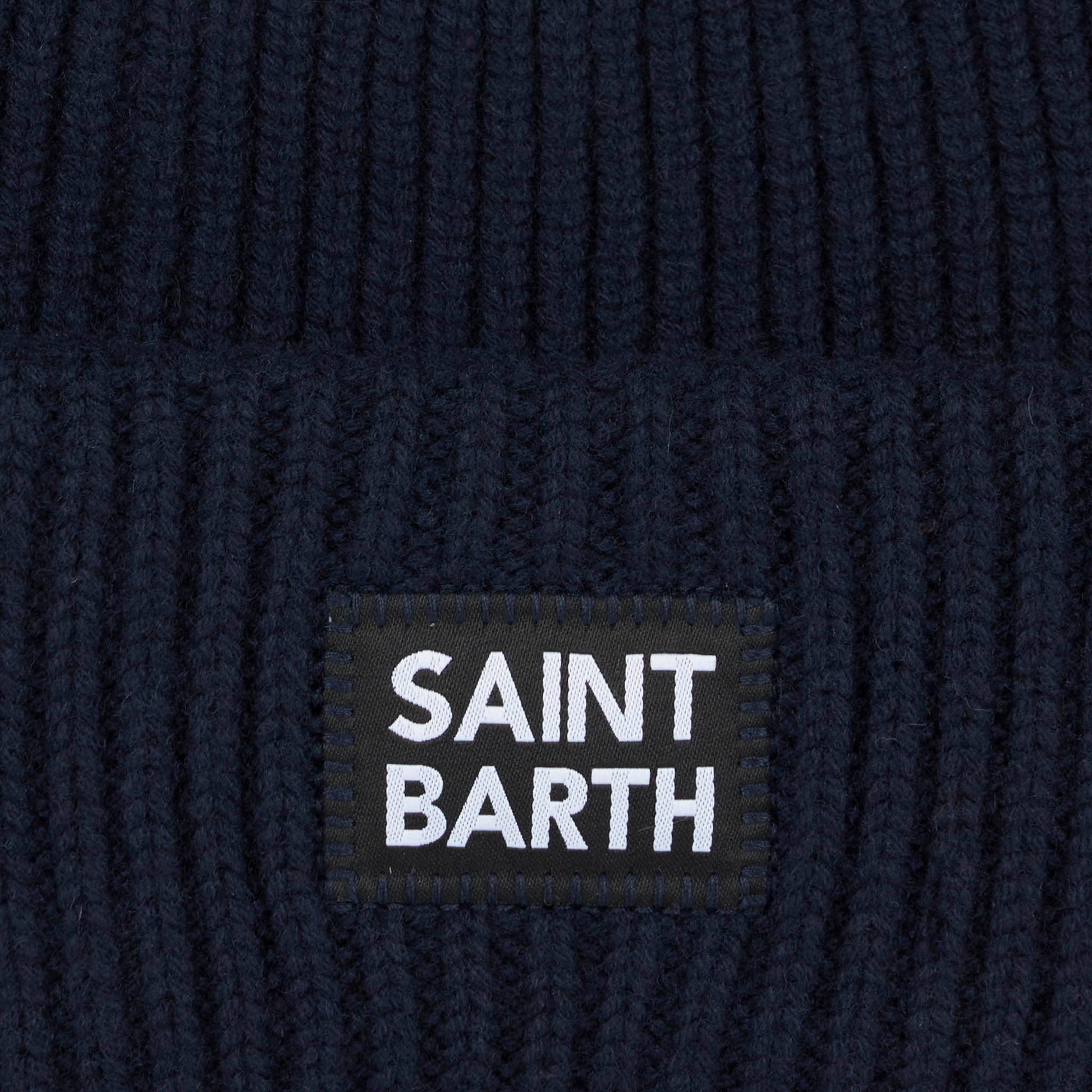 Boy blue ribbed beanie with Saint Barth label - MC2 Saint Barth