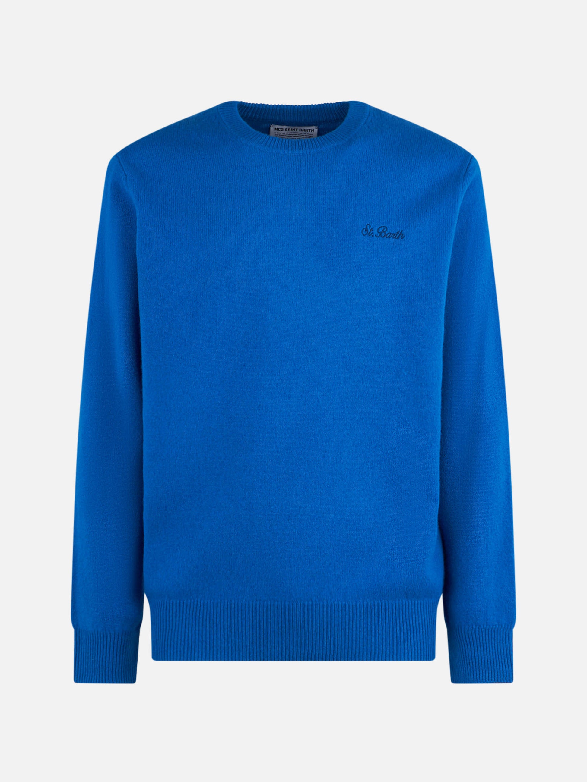 Man crewneck bluette sweater with St. Barth embroidery - MC2 Saint Barth