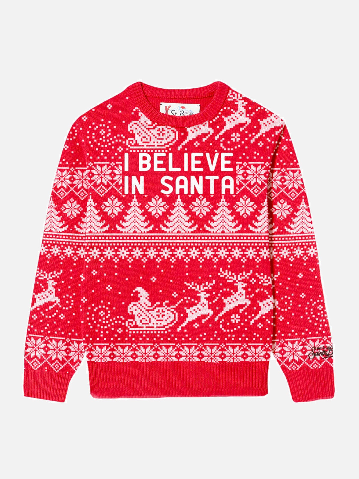 Maglione girocollo da bambino con scritta I believe in Santa
