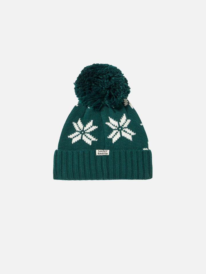 Boy green beanie with norwegian pattern - MC2 Saint Barth
