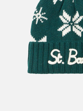 Boy green beanie with norwegian pattern - MC2 Saint Barth
