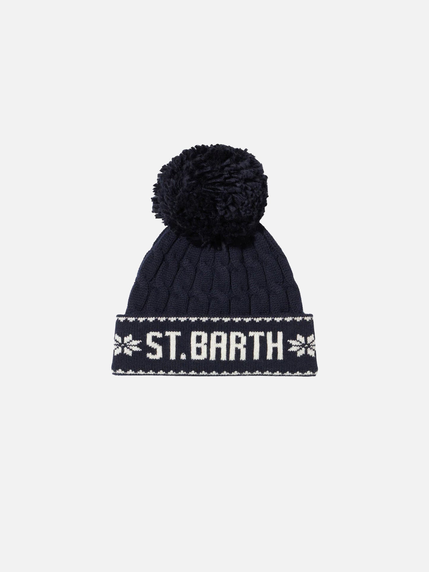Boy navy blue beanie with pompon - MC2 Saint Barth