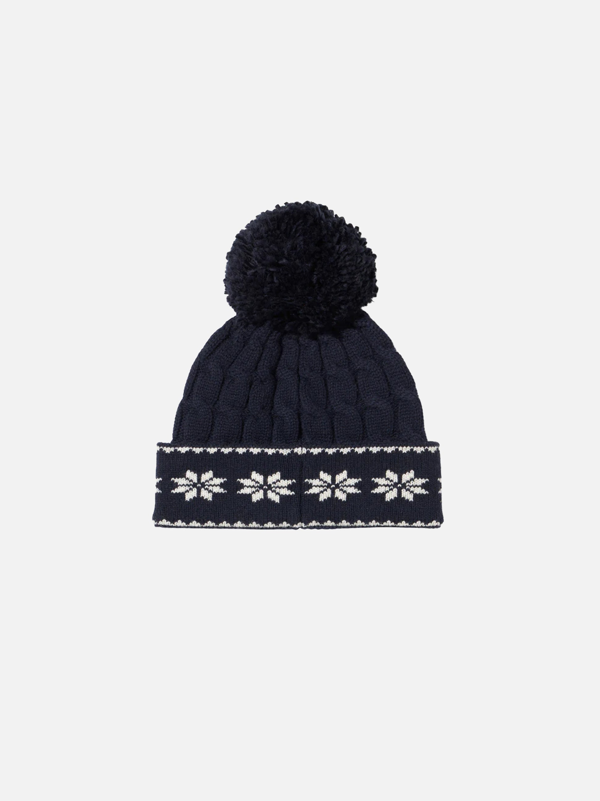 Boy navy blue beanie with pompon - MC2 Saint Barth