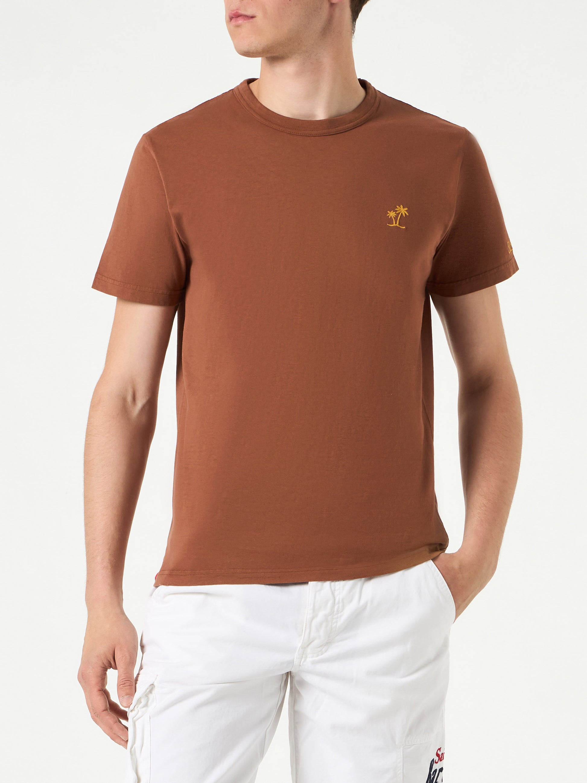 Man brown cotton t-shirt - MC2 Saint Barth