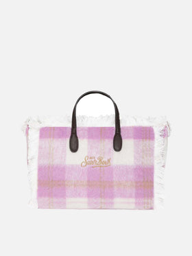 Colette wooly handbag with gingham print - MC2 Saint Barth