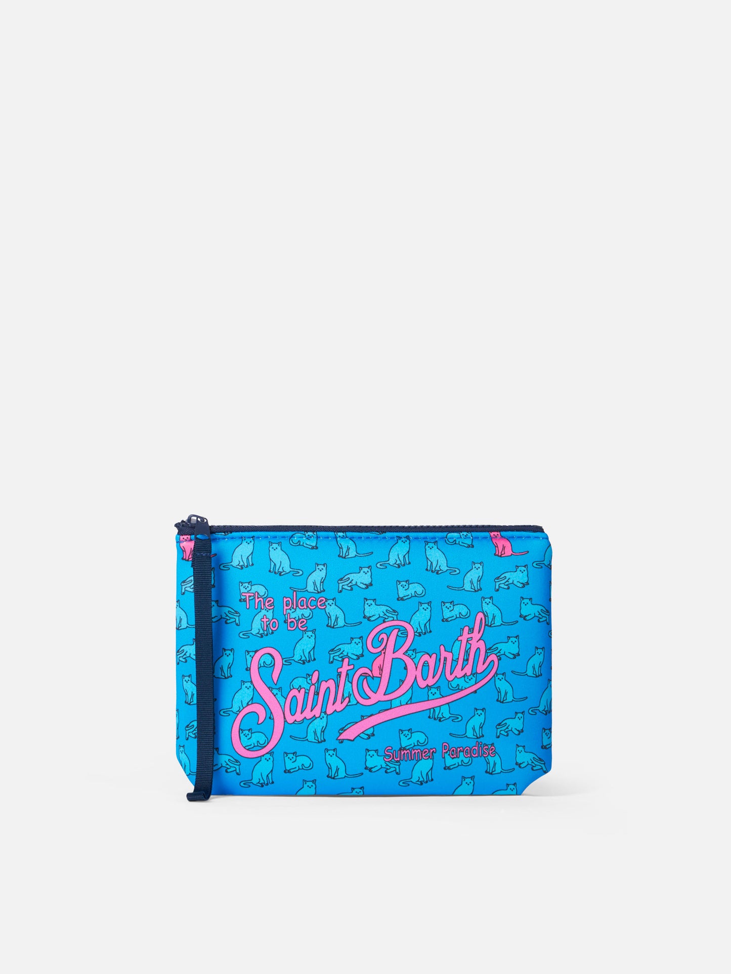 Pochette Aline in scuba con stampa gatti