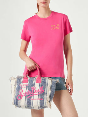 Colette water green cotton canvas handbag with bandanna print - MC2 Saint Barth