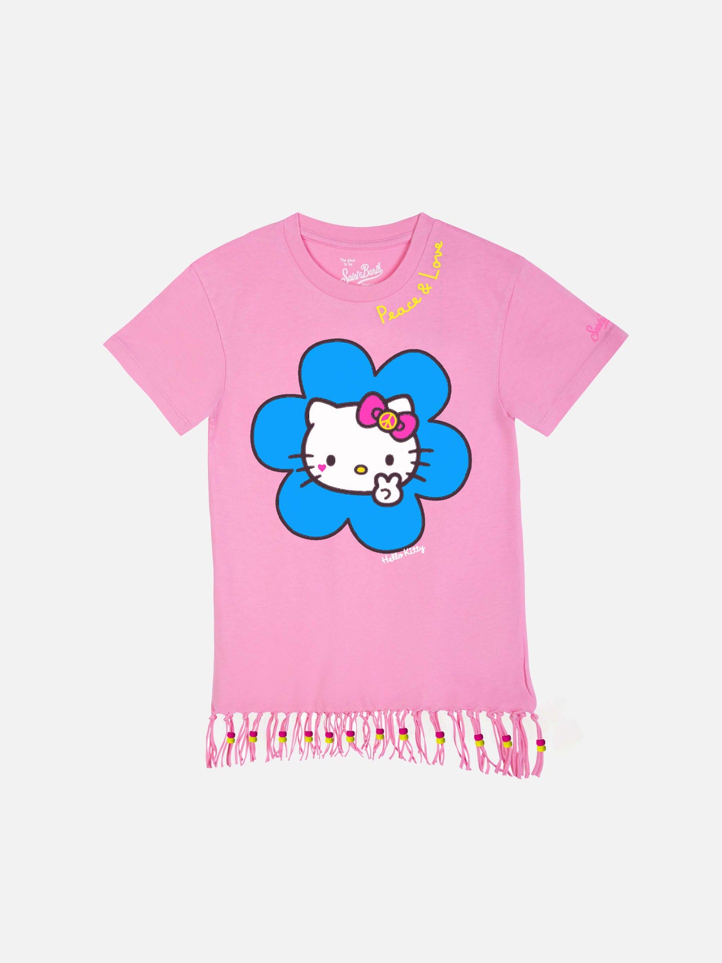 Girl Abbey dress with fringes and turtle print | HELLO KITTY SPECIAL EDITION - MC2 Saint Barth