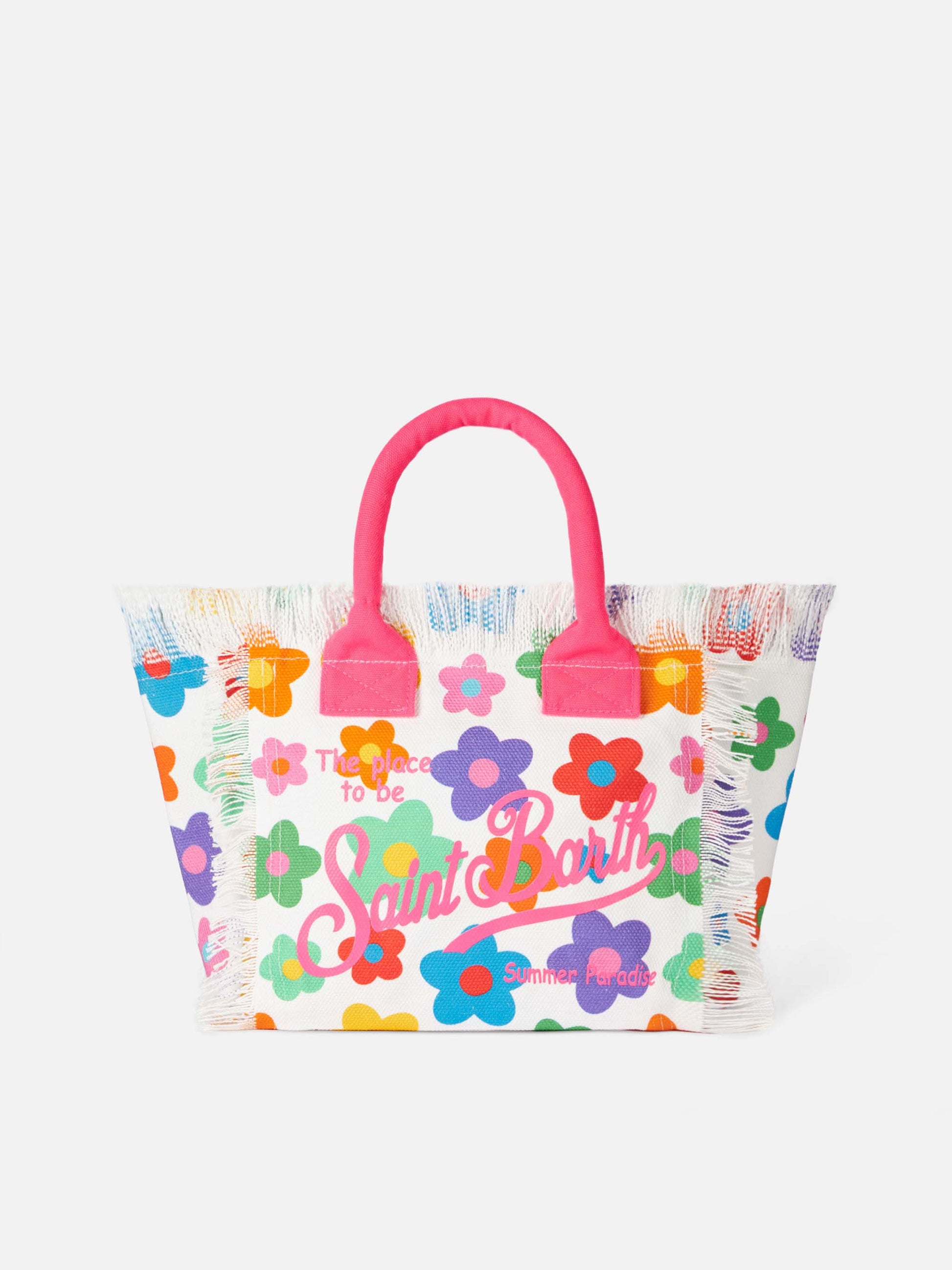 Colette multicolor cotton canvas handbag with flowers print - MC2 Saint Barth
