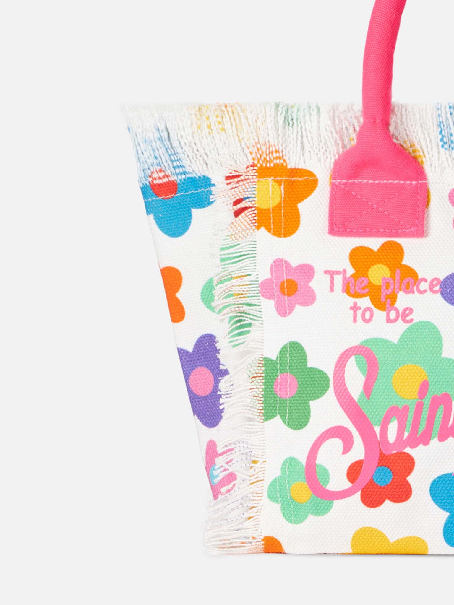 Colette multicolor cotton canvas handbag with flowers print - MC2 Saint Barth