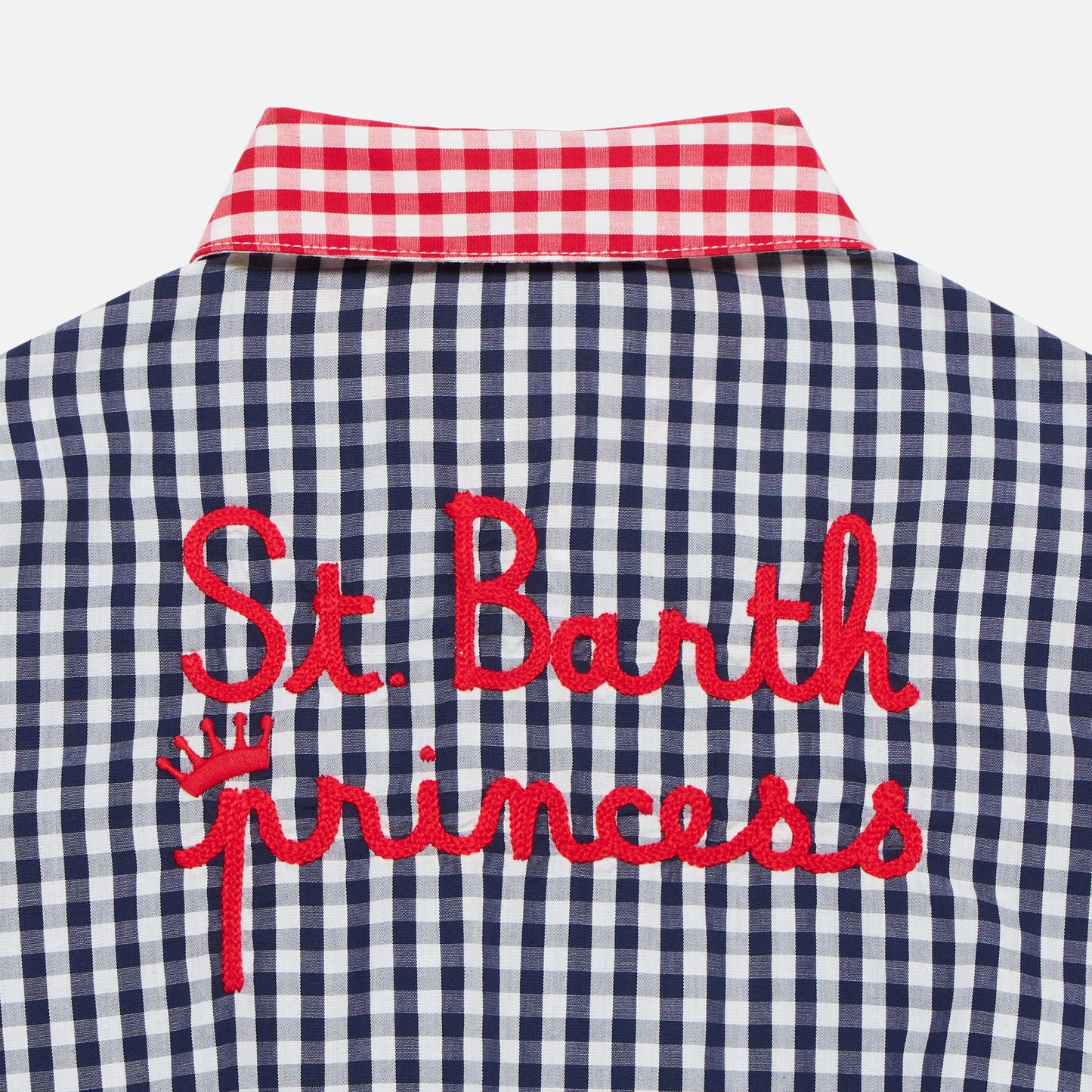 Gingham-Kleid für Mädchen mit St. Barth Princess-Stickerei