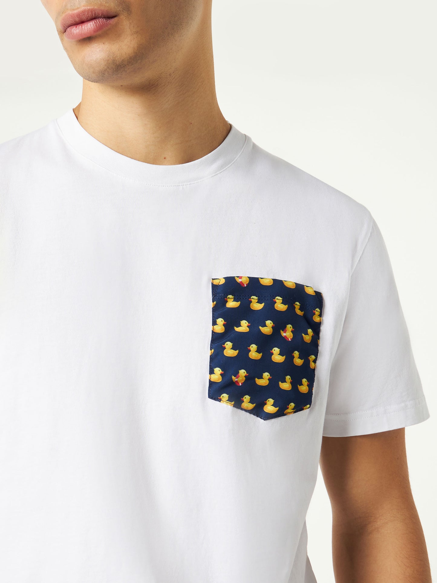 Man cotton t-shirt with printed pocket