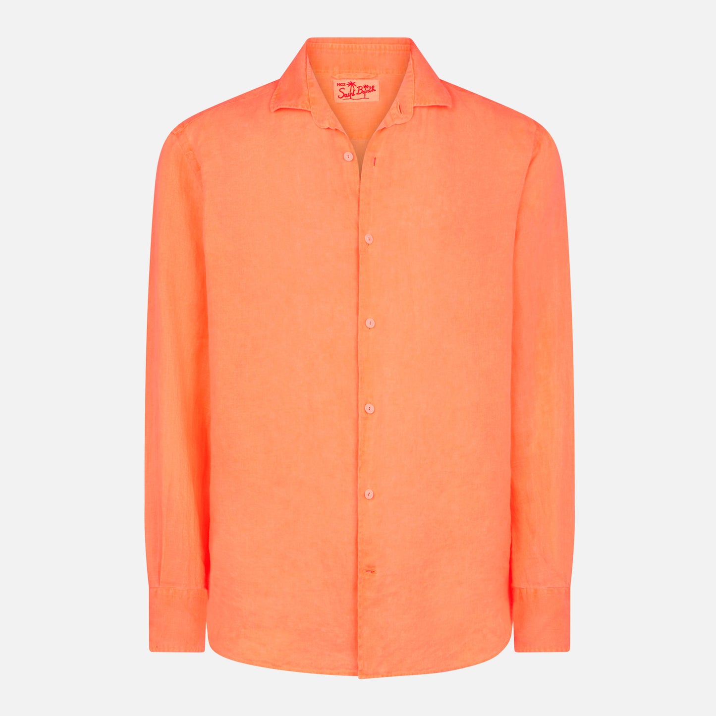 Man fluo orange linen Pamplona shirt