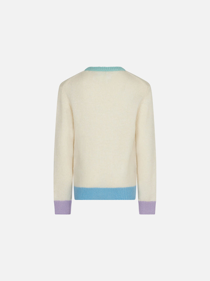 Girl brushed sweater with fringed embroidery - MC2 Saint Barth