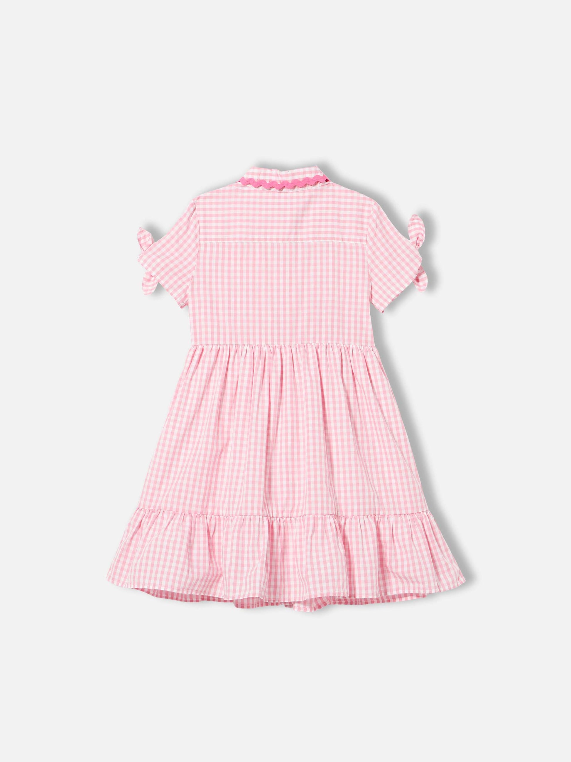 Girl dress with white and pink gingham print - MC2 Saint Barth
