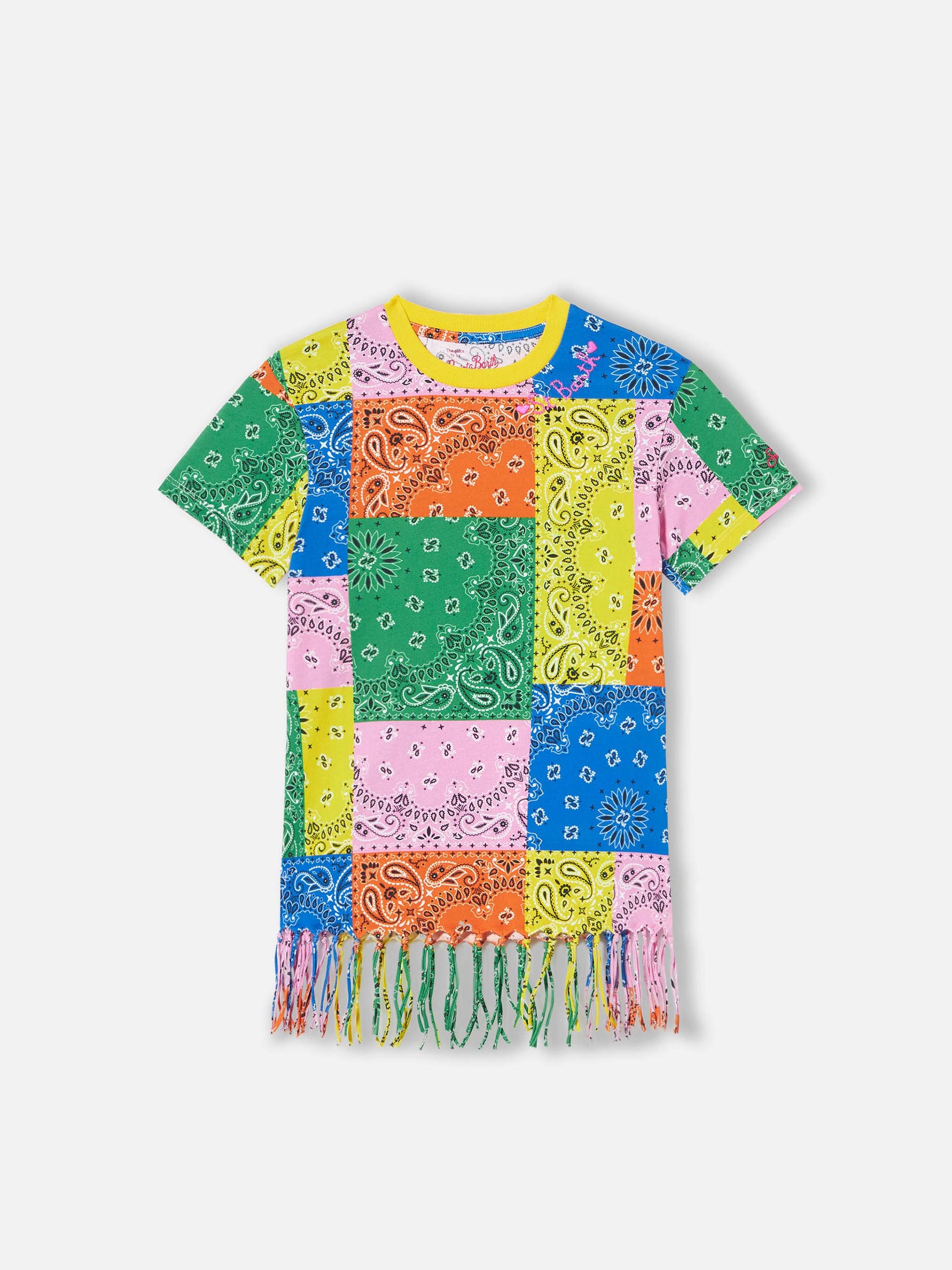 Girl cotton dress with fringes - MC2 Saint Barth