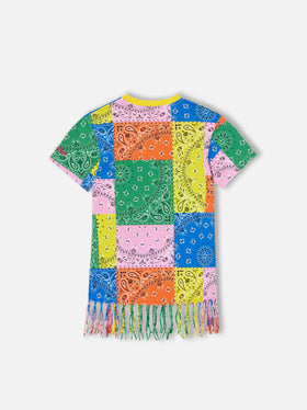 Girl cotton dress with fringes - MC2 Saint Barth