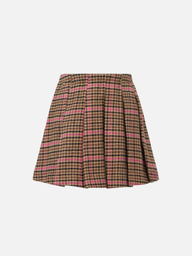 Girl flannel skirt with pied de poul print - MC2 Saint Barth