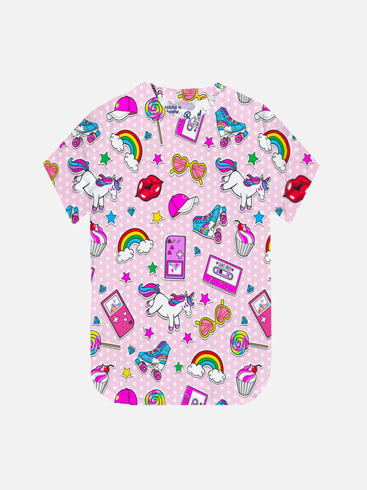 Mädchen-T-Shirt mit Patch-Print aus den 90er-Jahren