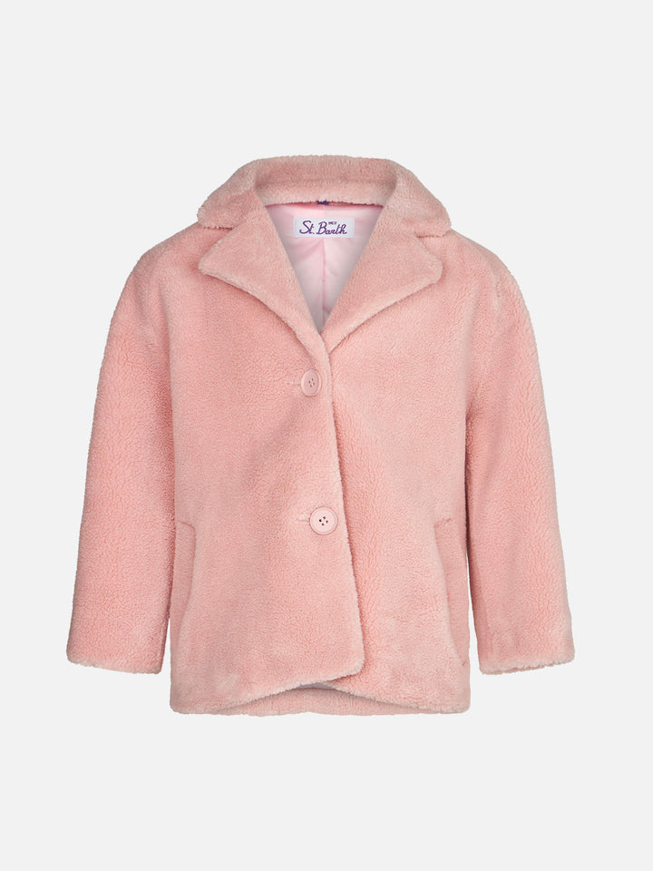 Girl coat pink teddy fabric - MC2 Saint Barth