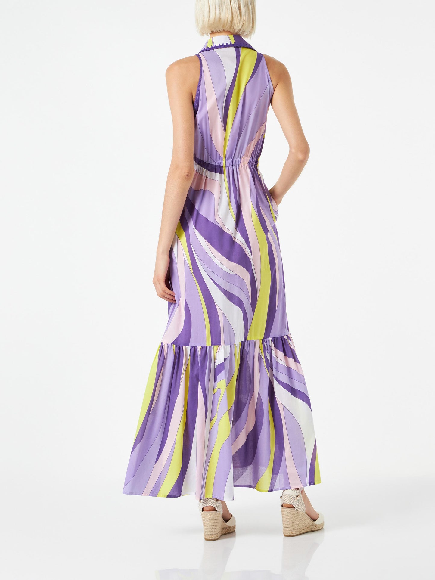 Neckholder-Kleid für Damen mit Wellenprint