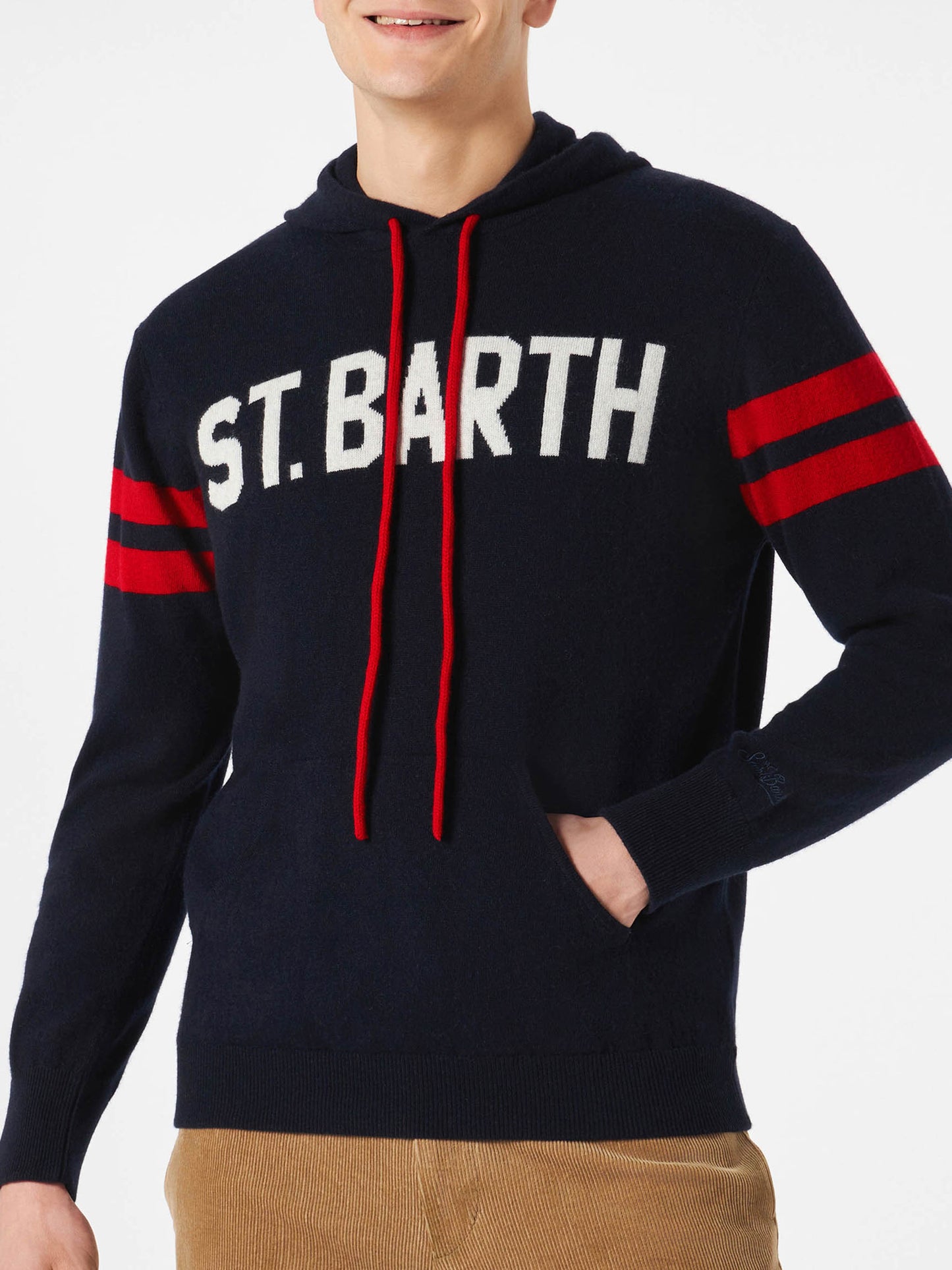 Knitted hoodie with St. Barth print - MC2 Saint Barth
