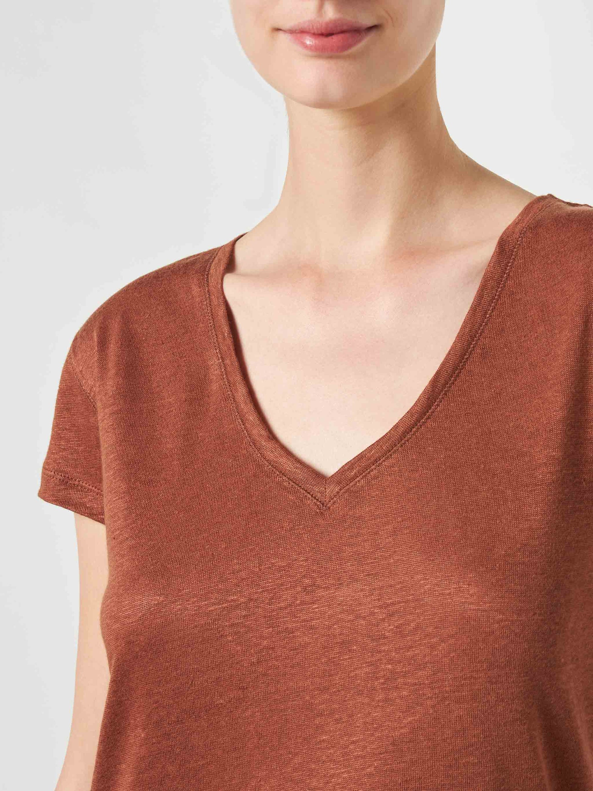 Woman brown linen t-shirt - MC2 Saint Barth
