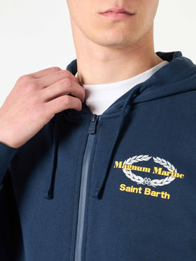 Blue cotton hoodie with Magnum Marine Saint Barth embroidery | MAGNUM MARINE SPECIAL EDITION - MC2 Saint Barth
