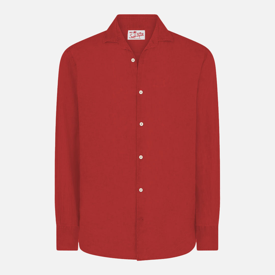Camicia da uomo Pamplona in lino bordeaux