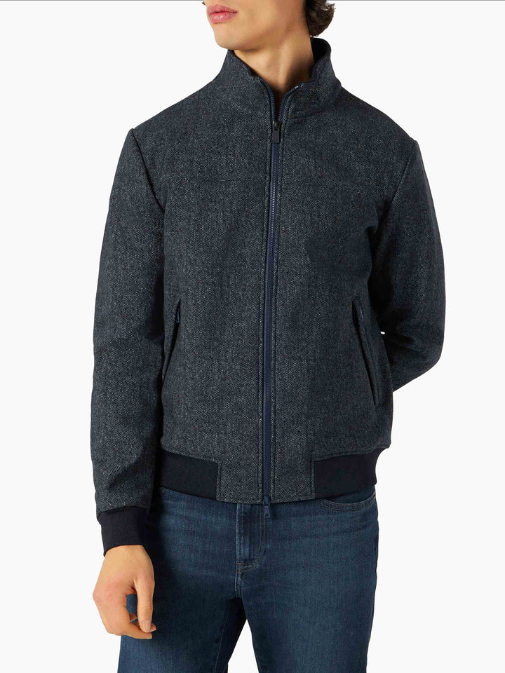 Man mid-weight mélange blue bomber jacket Traveler - MC2 Saint Barth