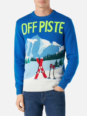 Man sweater with mountains postcard