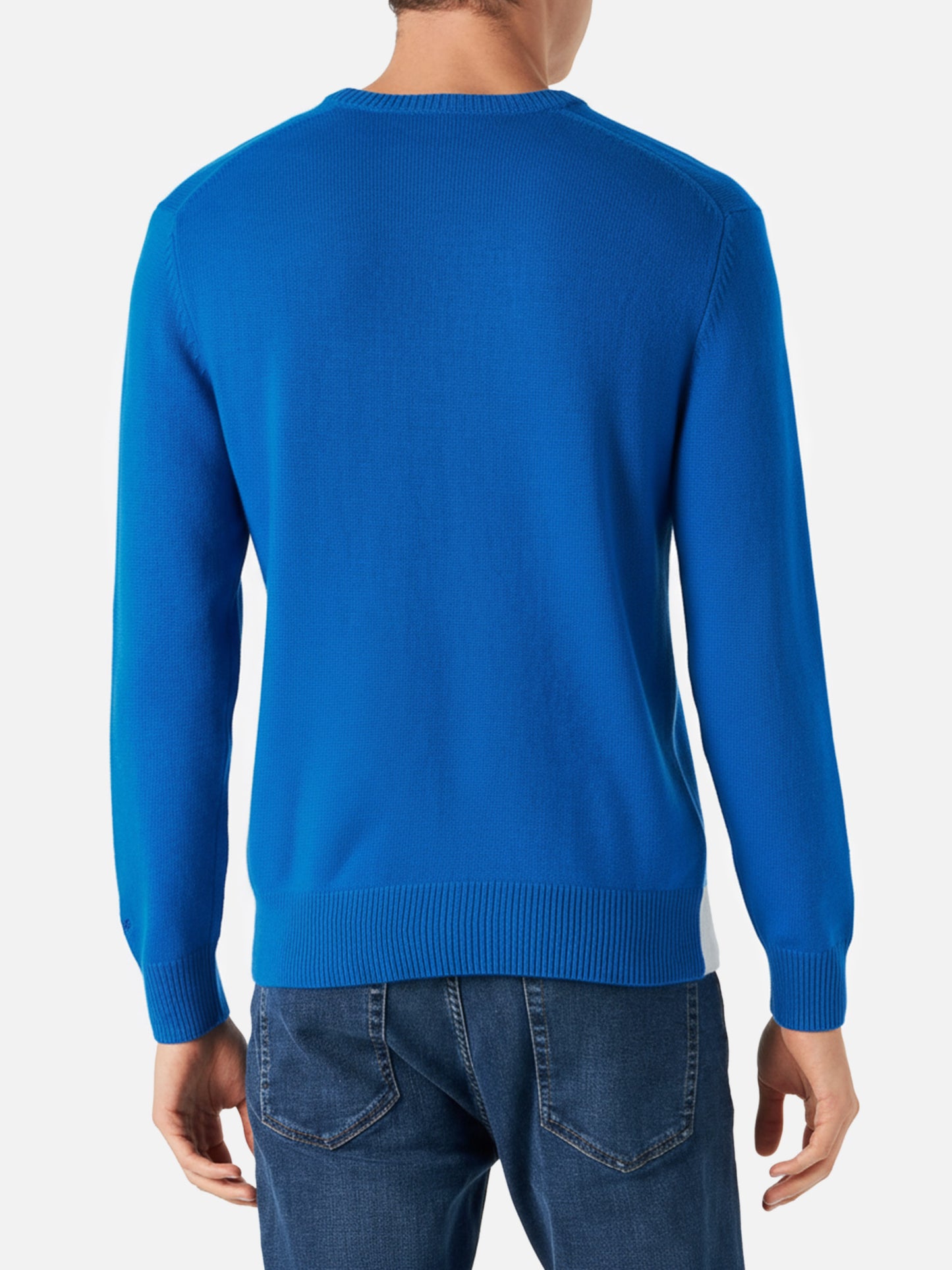 Man sweater with mountains postcard