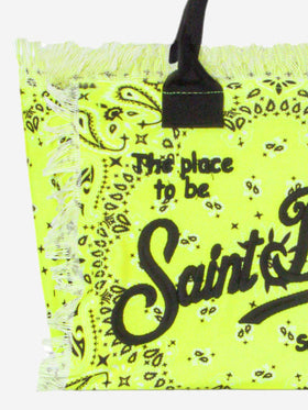 Colette cotton canvas bag with fluo yellow bandanna print - MC2 Saint Barth