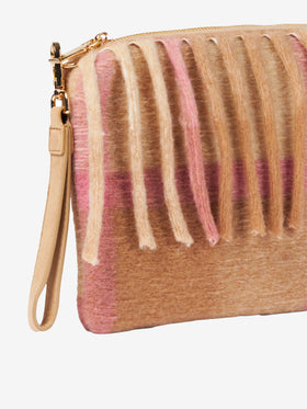 Parisienne blanket crossbody pouch bag with pink and beige tartan pattern - MC2 Saint Barth