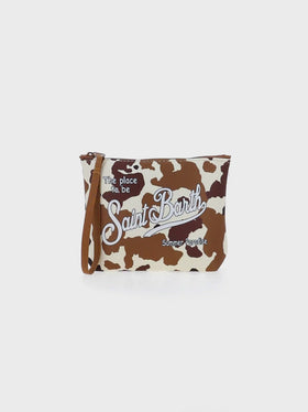 Pochette Aline in scuba con stampa mucca