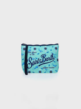 Aline sScuba pochette with watch and diver  print