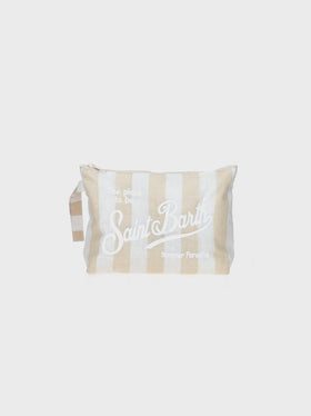 Pochette Aline Soft L in cotone e lino con stampa a righe