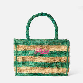 Colette raffia handbag with white and green stripes - MC2 Saint Barth